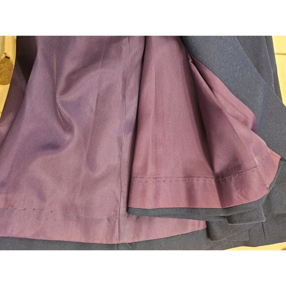 1950s‎ Merino Wool Cape Long Blue Coat Attached Scarf Museum Quality OS Vintage - Picture 8 of 12